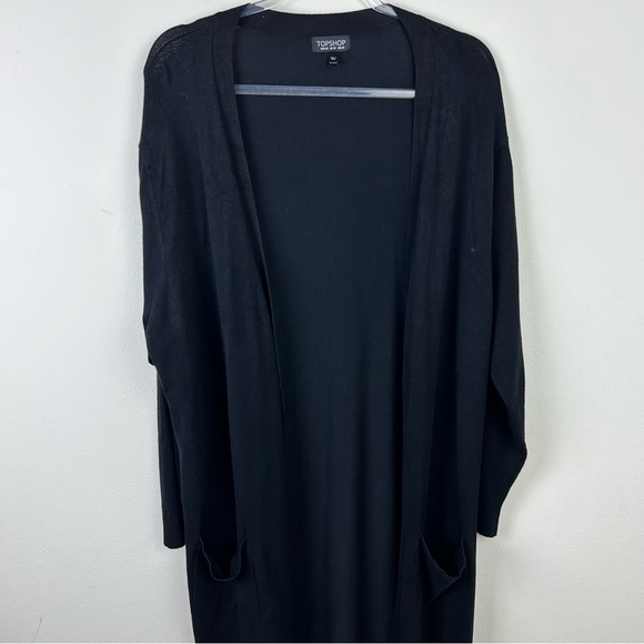 TOPSHOP Long sleeve side slits duster cardigan in black size: 10 - Picture 2 of 11
